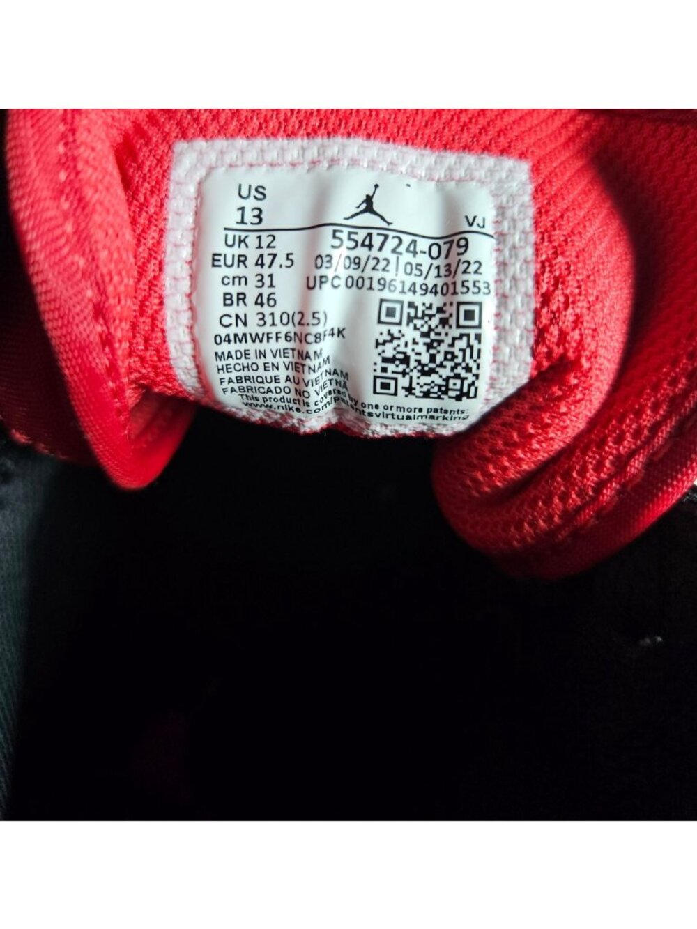 Air Jordan 1 Mid "Bred Toe" Sneakers Men Size 13 White/Black/Fire Red - Picture 16 of 16